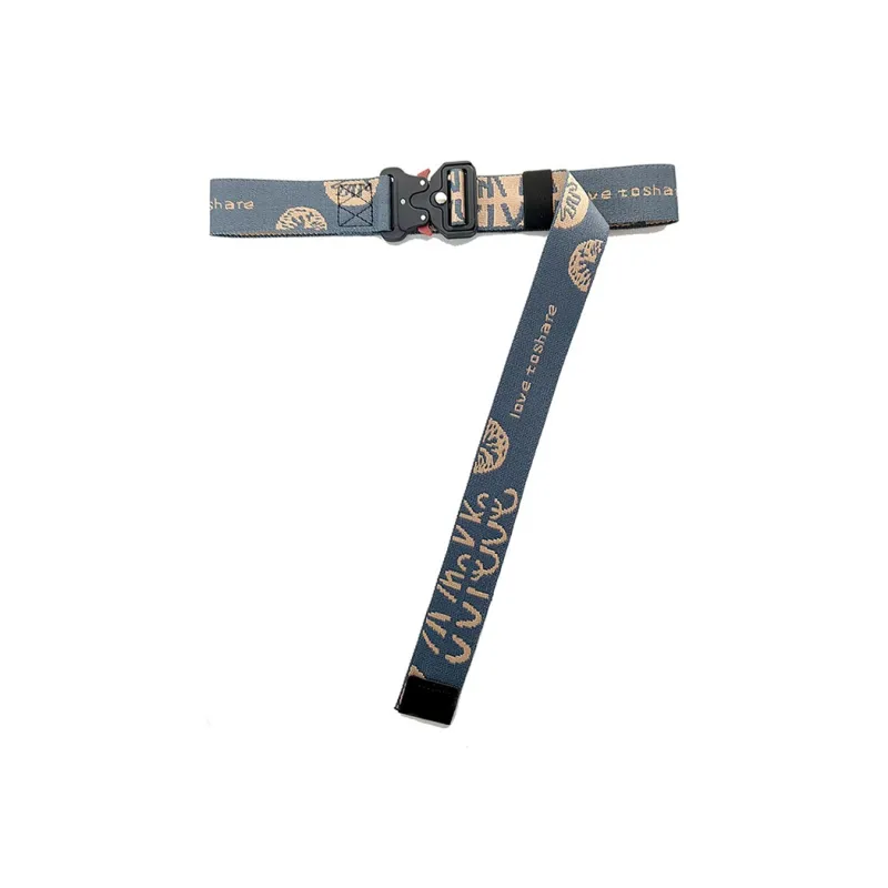 Mulinsen Techwear Metal Buckle Jacquard Letter New Hip Hop Trend Canvas Belt Unisex Width  3.8cm-6