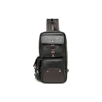 VIHUS Microfiber Synthetic Leather One Shoulder Crossbody Sling Bags Large Size Men's Black