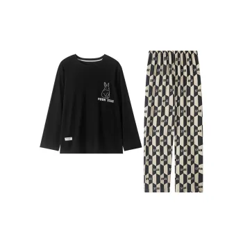 Montagut Pajama Set Unisex Two Piece Set Black