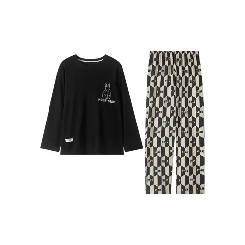 Montagut Pajama Set Unisex Two-Piece Set Black
