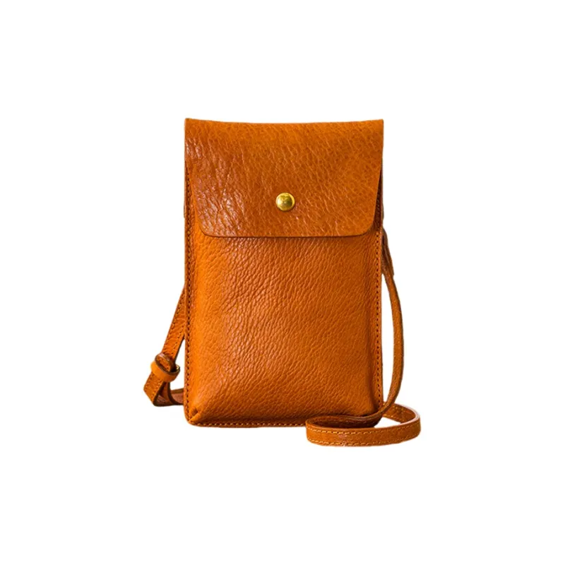 Back Step Cow Leather Cell Phone Pouch Shoulder Bag Regular Unisex Multicolor-8