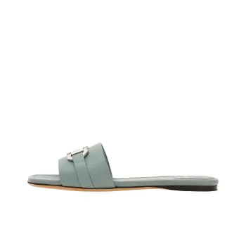 FERRAGAMO Gancini-buckle Flat Leather Slides