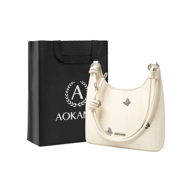 AOKANG Synthetic Leather Shoulder Bag Regular Women's Starlight Silver/Milk White/Midnight Black-4