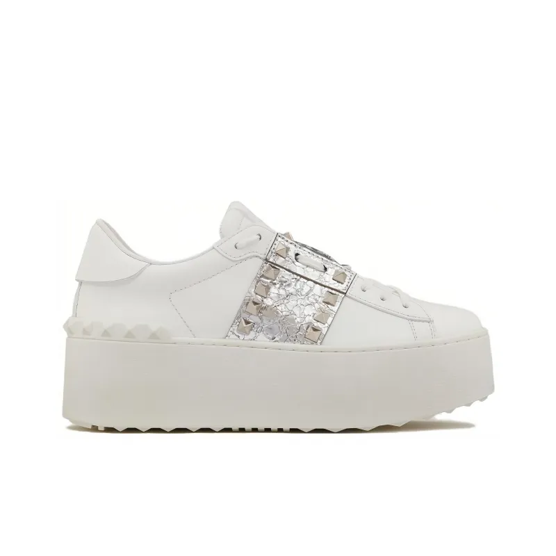 Valentino Garavani Rockstud Untitled Metallic Flatform Sneakers-1