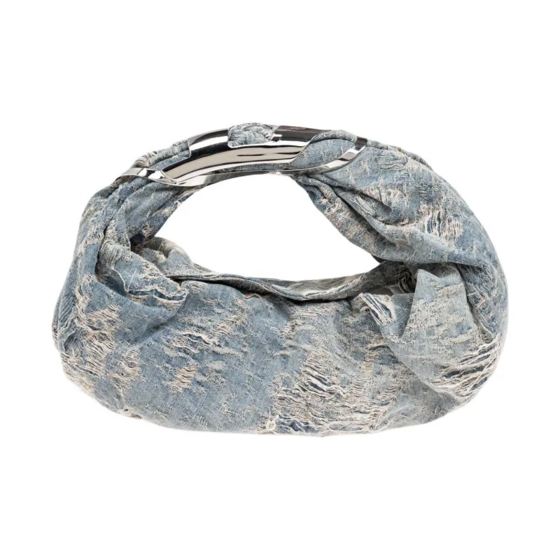 DIESEL Grab D Distressed Denim Hobo Bag-0