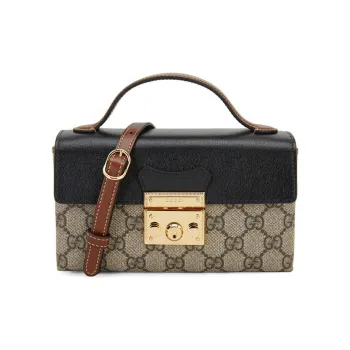 GUCCI Padlock Canvas With Leather Box Bag Handbag Crossbody Bag Shoulder Bag Mini Women's Ebony/Black