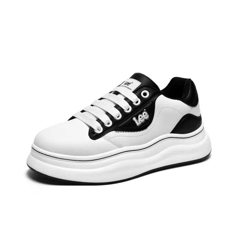 Lee Versatile Trendy, White Sneakers, Classic Fashion Commute Low Top Height Increasing Skateboard Shoes Men's-13