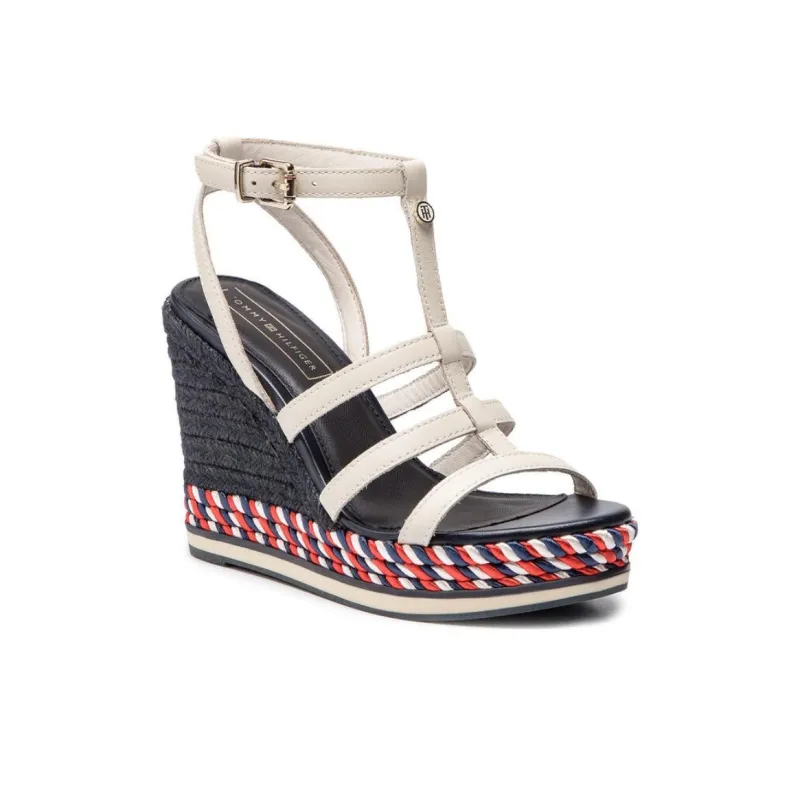 Tommy Hilfiger One Strap Sandals 10.5cm Women's Beige Black-1
