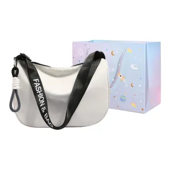 GOX Composite Cloth Shoulder Bag Regular Unisex White/Black/Sky Blue