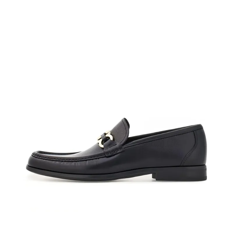 FERRAGAMO Gancini-plaque Leather Loafers-0