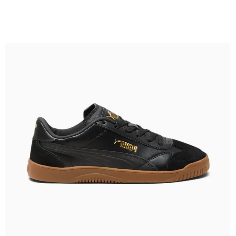 PUMA Club 5v5 Anti Slip Wear Resistant Low Top Skateboard Shoes Women's Black Gold-1