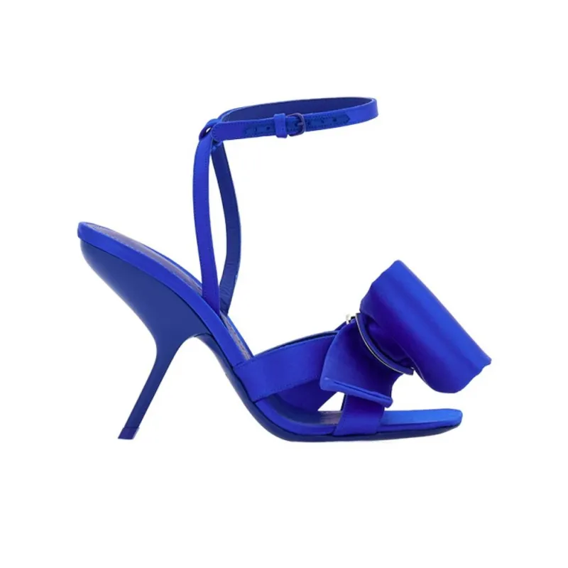 FERRAGAMO Asymmetric-bow Satin Sandals-1