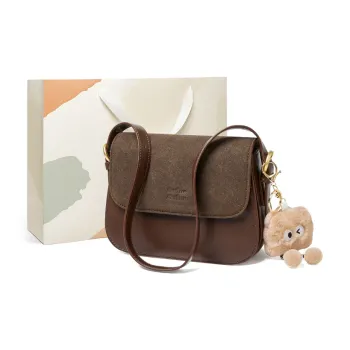 15 MINS Synthetic Leather Shoulder Bag Crossbody Bag Regular Women's Coffee