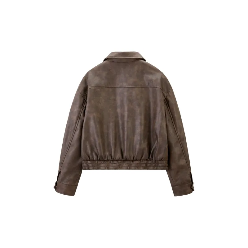 LEDIN Leather Jacket Women's Brown-1