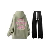 Moss Green Hoodie+097 Black Casual Pants