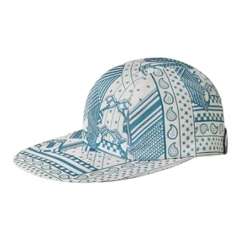 HERMES Silk Baseball Caps Women's Blue/Pink