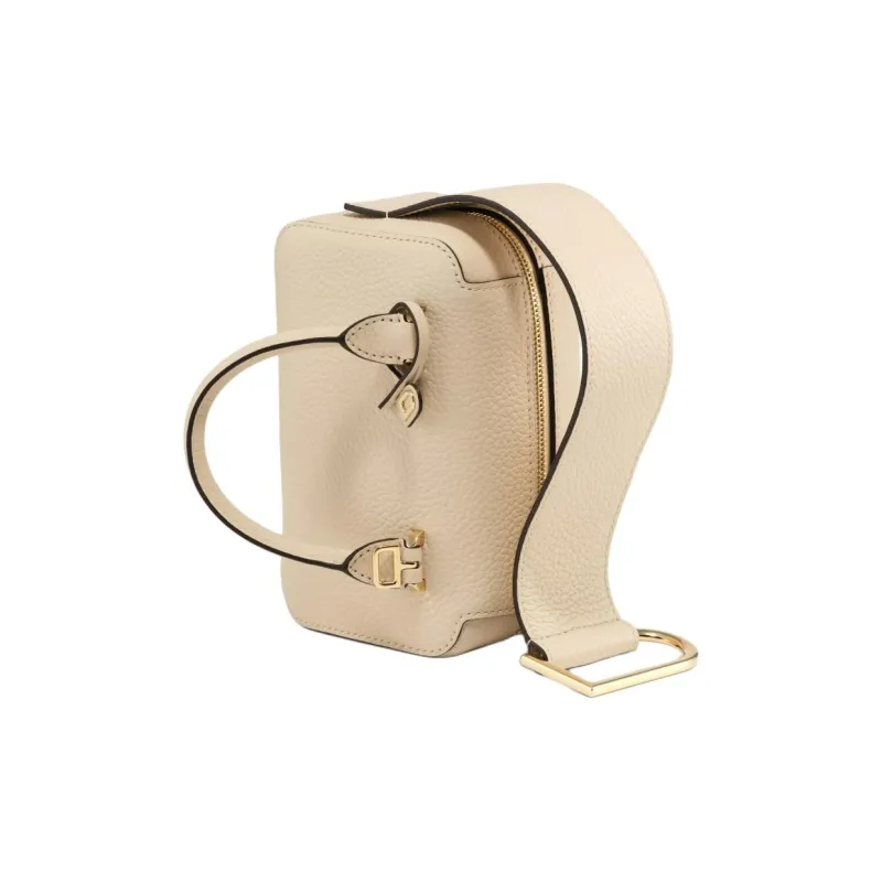 Delvau Cool Bo Grain Calfskin Shoulder Bag, Crossbody Bag, Handbag Nano Women's Beige-6