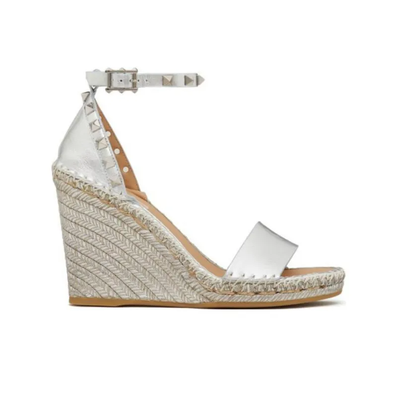 Valentino ROCKSTUD One Strap Sandals 9.5cm Women's Silver-1