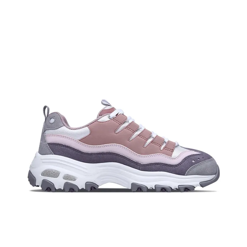 Skechers DLITES Durable Breathable Low Top Casual Shoes Women's Pink Gray White-1