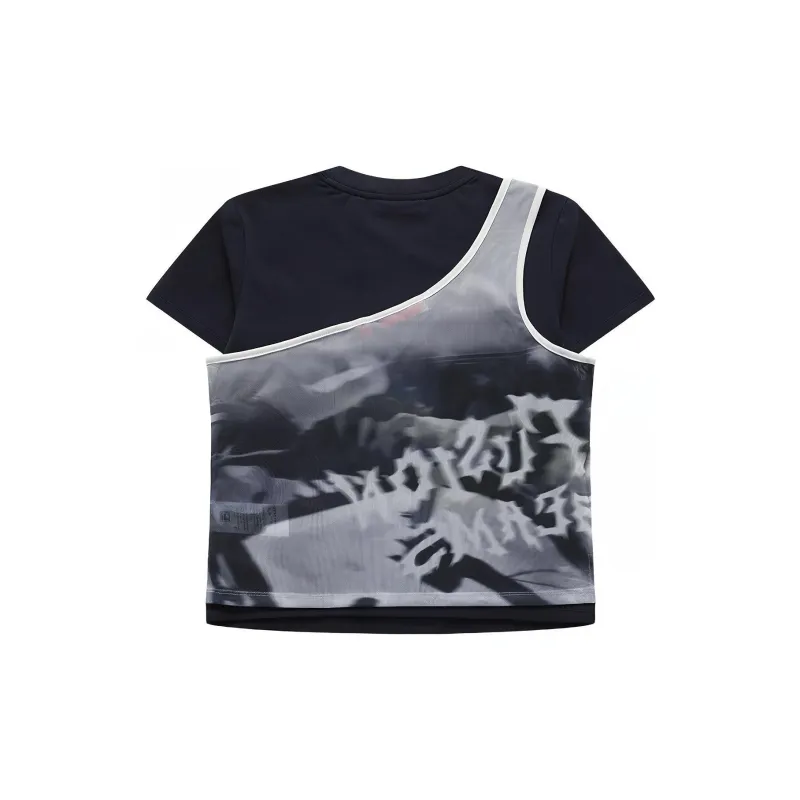 FILA FUSION SS24 T Shirt Women's Two Piece Set Dark Abyss Blue-1