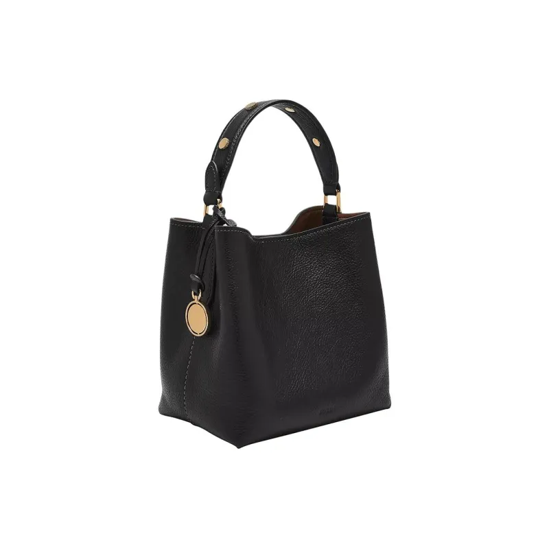FOSSIL Leather Crossbody One Shoulder Handbag Trumpets Women's Black-1