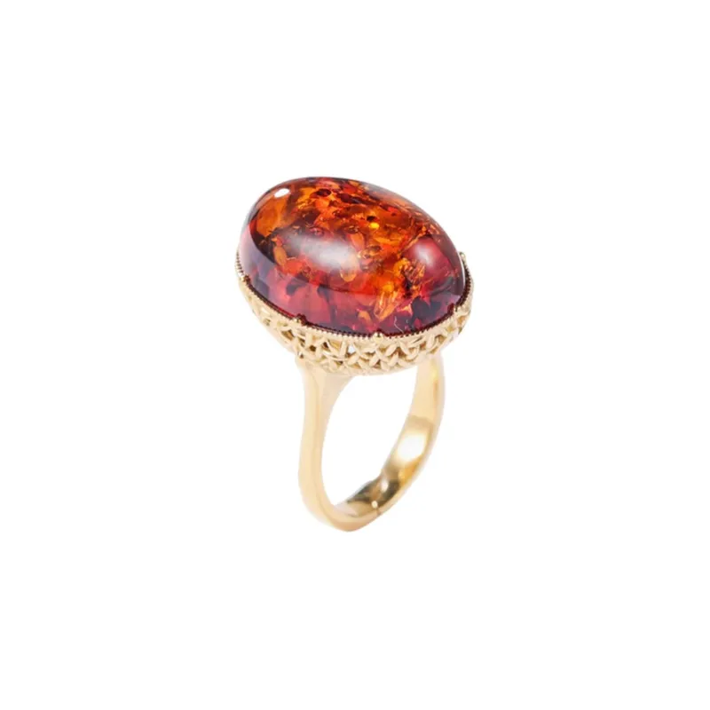 S&A S925 Silver Amber Rings Women's-2