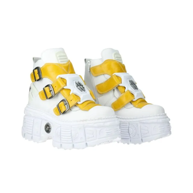 NEW ROCK High-Top Casual Shoes Unisex White-4