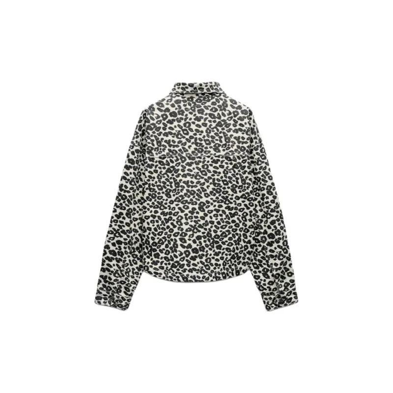 ZARA Denim Jacket Women's Leopard Print-1