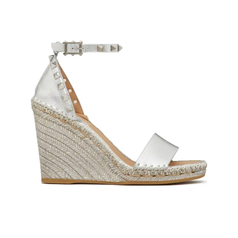 Valentino Rockstud 95mm Metallic Wedge Sandals Women's-1