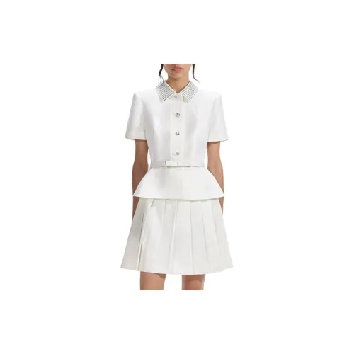 Self-portrait Short-Sleeved Dresses Women's Ivory White