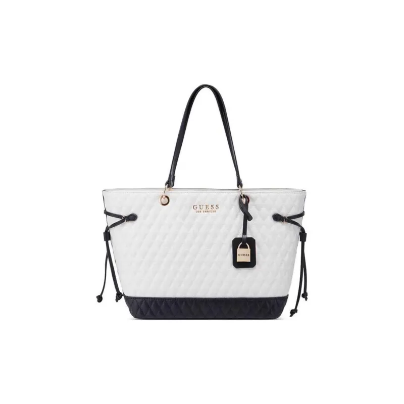 GUESS Leather Tote Bag Shopping Bag Shoulder Bag Handbag Women's Milk White-0