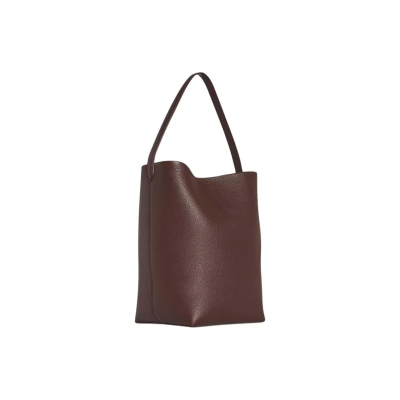 THE ROW Solid Color Grained Calfskin One Shoulder Handbags Women's Dark Red Brown-2