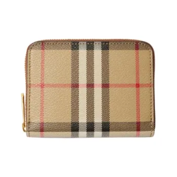 Burberry Calfskin Wallet Small Size Women's Beige