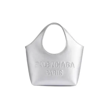 Balenciaga Mary Kate Calfskin Tote Bag, Shopping Bag, Handbag Extra Small Women's Silver