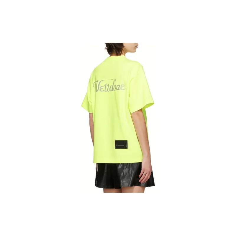 WE11DONE Logo Print Oversized T shirt Yellow-1