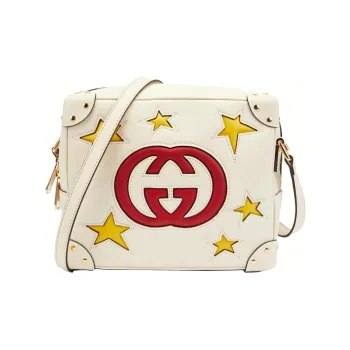 GUCCI Cow Leather Small Square Box Bag Crossbody Bag Shoulder Bag Unisex Beige Yellow