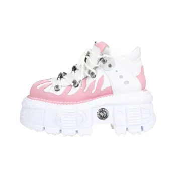 NEW ROCK Mid-Top Casual Shoes Unisex White Pink