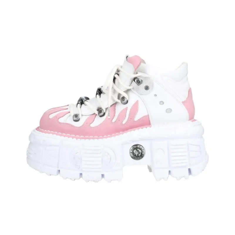 NEW ROCK Mid-Top Casual Shoes Unisex White Pink-0