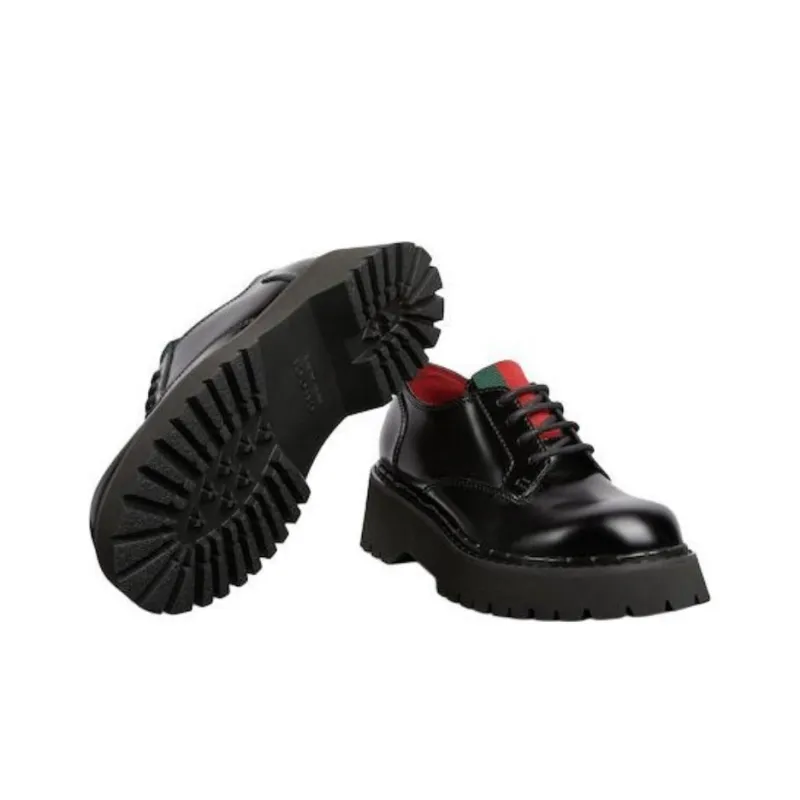 GUCCI Women's Web Lace Up 'Black' Women's-5