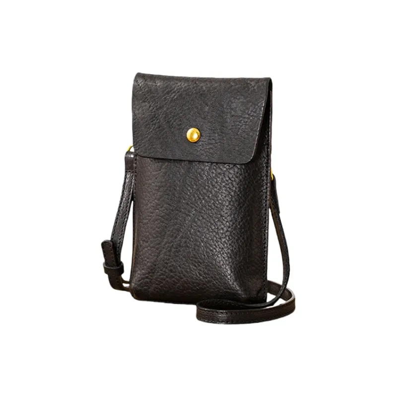 Back Step Cow Leather Cell Phone Pouch Shoulder Bag Regular Unisex Multicolor-9