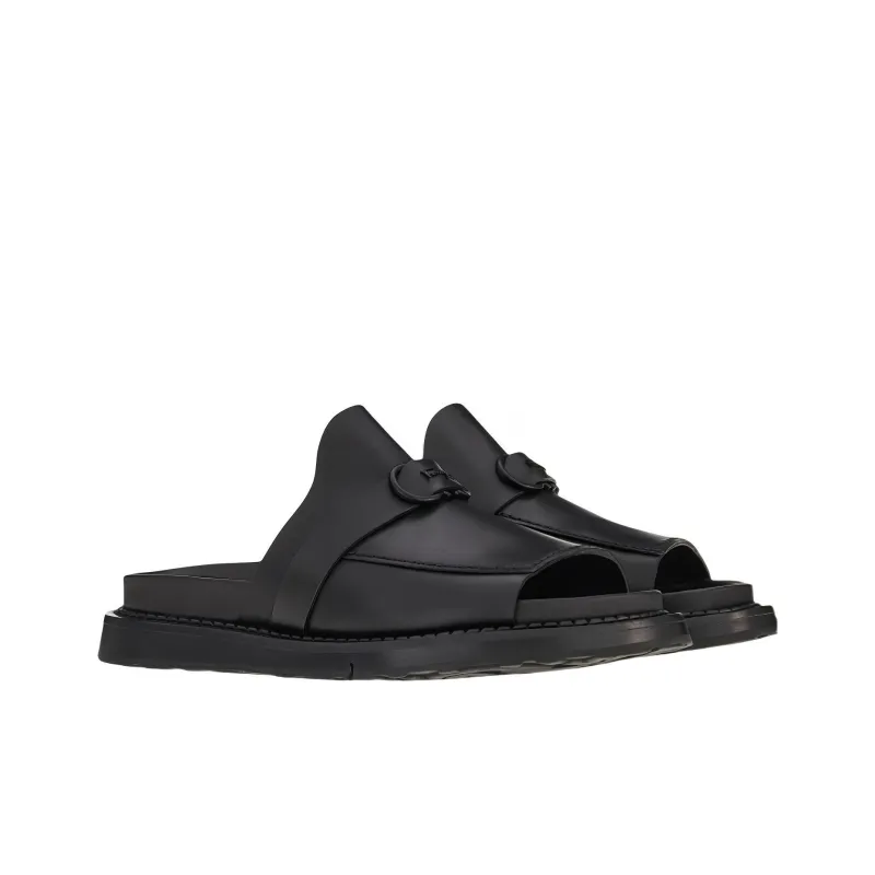 FERRAGAMO GANCINI Slip Resistant Slide Slippers Men's Black-1