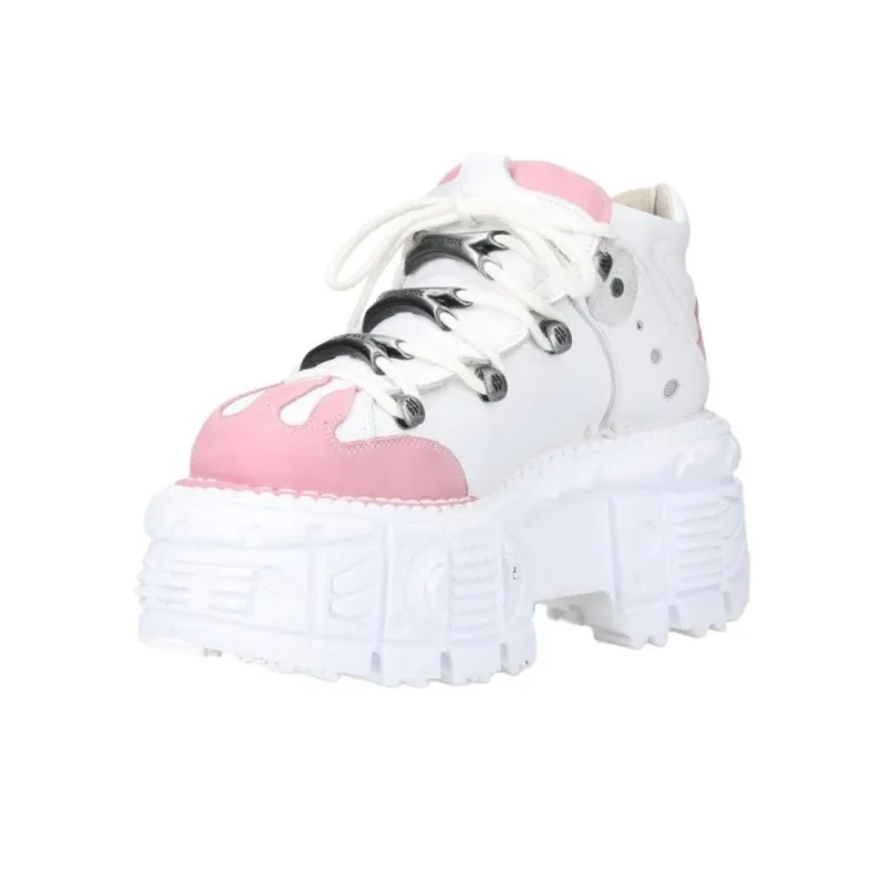 NEW ROCK Mid-Top Casual Shoes Unisex White Pink-2