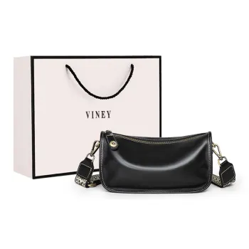 VINEY Cow Leather Patchwork Synthetic Leather Pillow Bag Shoulder Bag Medium Size Women's Ecru