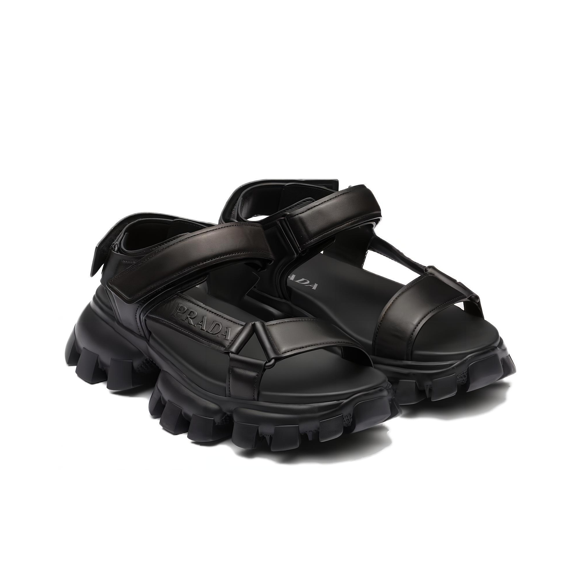 PRADA Nastro Sandal Black Leather