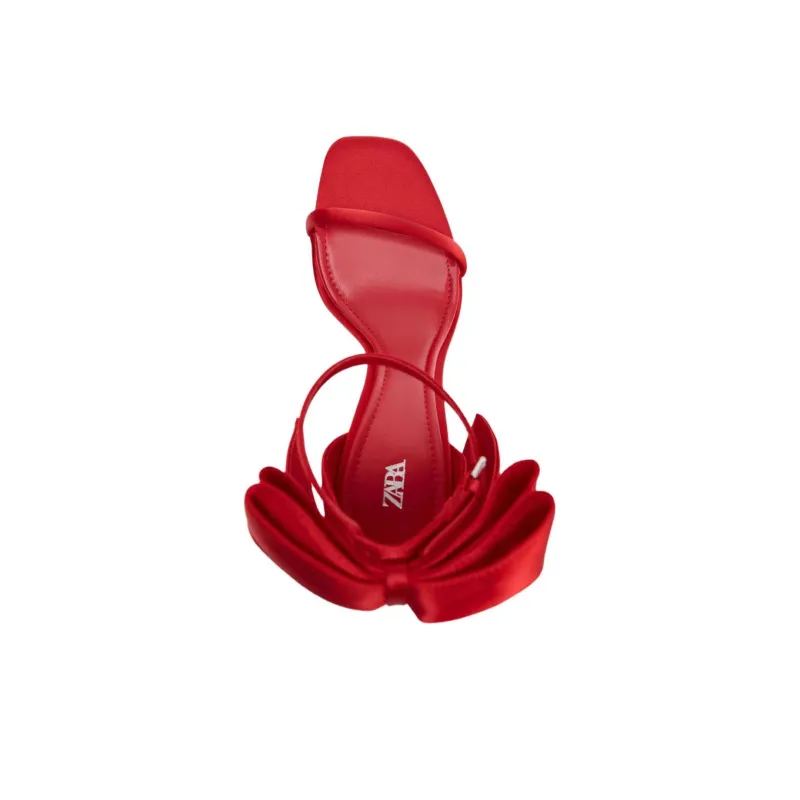 ZARA One Strap Sandals Women's Red-3