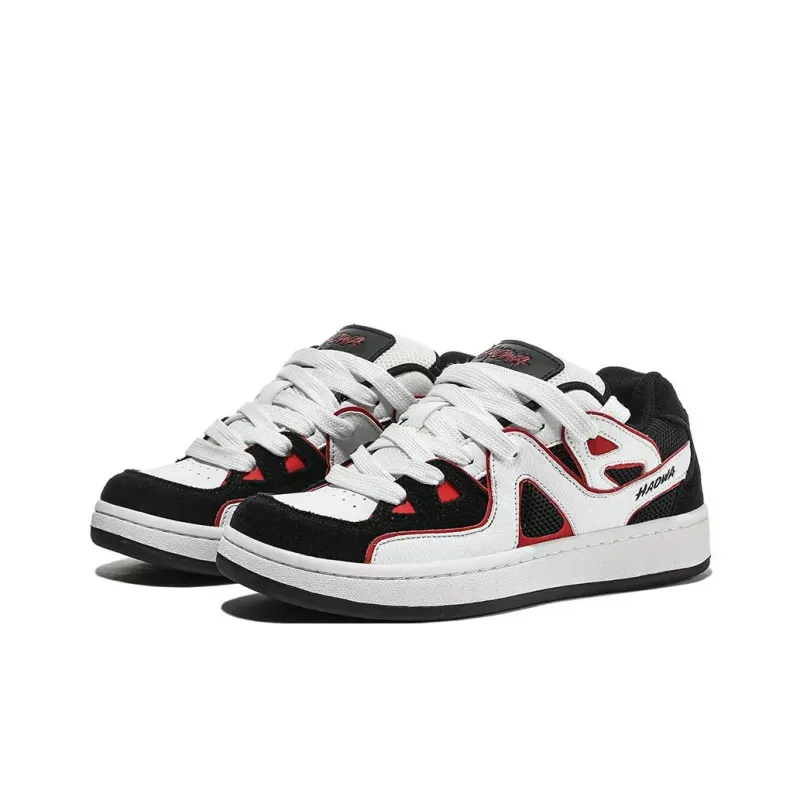 HAOWA Phantom Collection Cool Shadow Passion Slip Resistant Low Top Skateboard Shoes Unisex Black White Red-4
