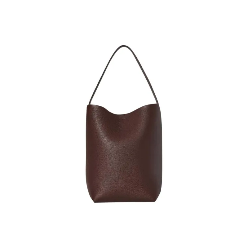 THE ROW Solid Color Grained Calfskin One Shoulder Handbags Women's Dark Red Brown-0