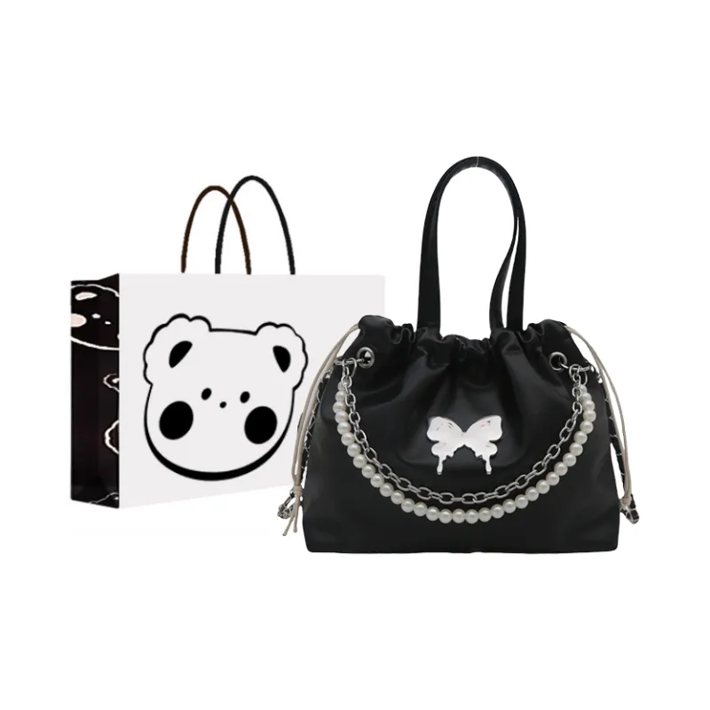 NX DOUGHNUT Pu Backpack Regular Women's Black/Ecru/Silver/Pink-18