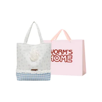 Worm's Home Canvas Tote Bag, Shopping Bag, Shoulder Bag Women's Blue