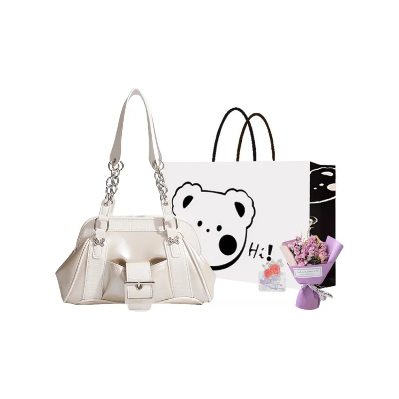 NX DOUGHNUT PU Shoulder Bag Women's Ecru-5